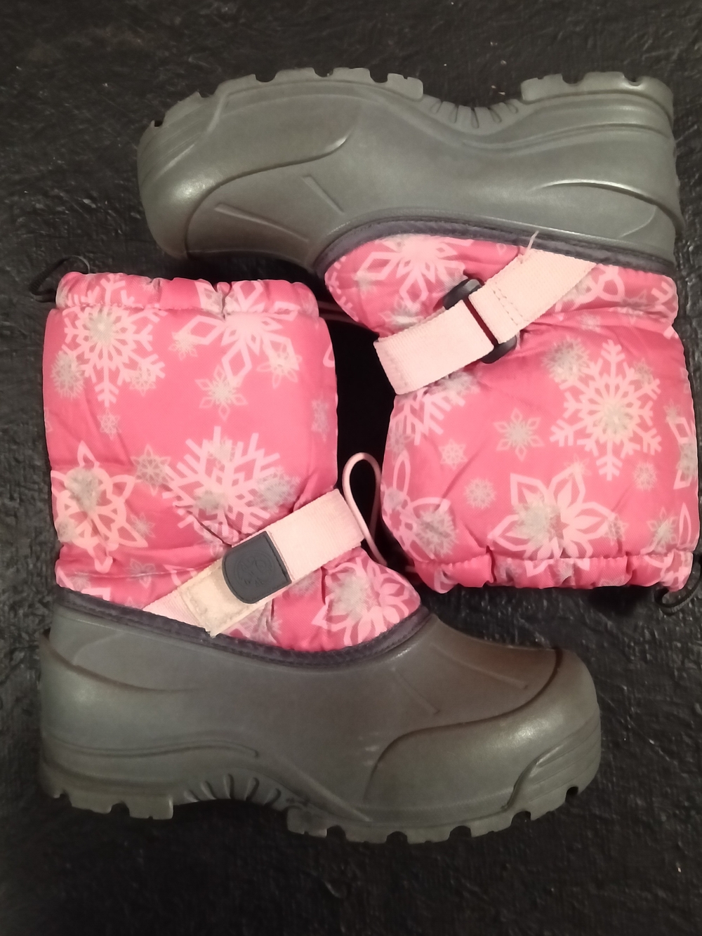 Kids Size 3 Pink Snow Booties with Snowflake Print